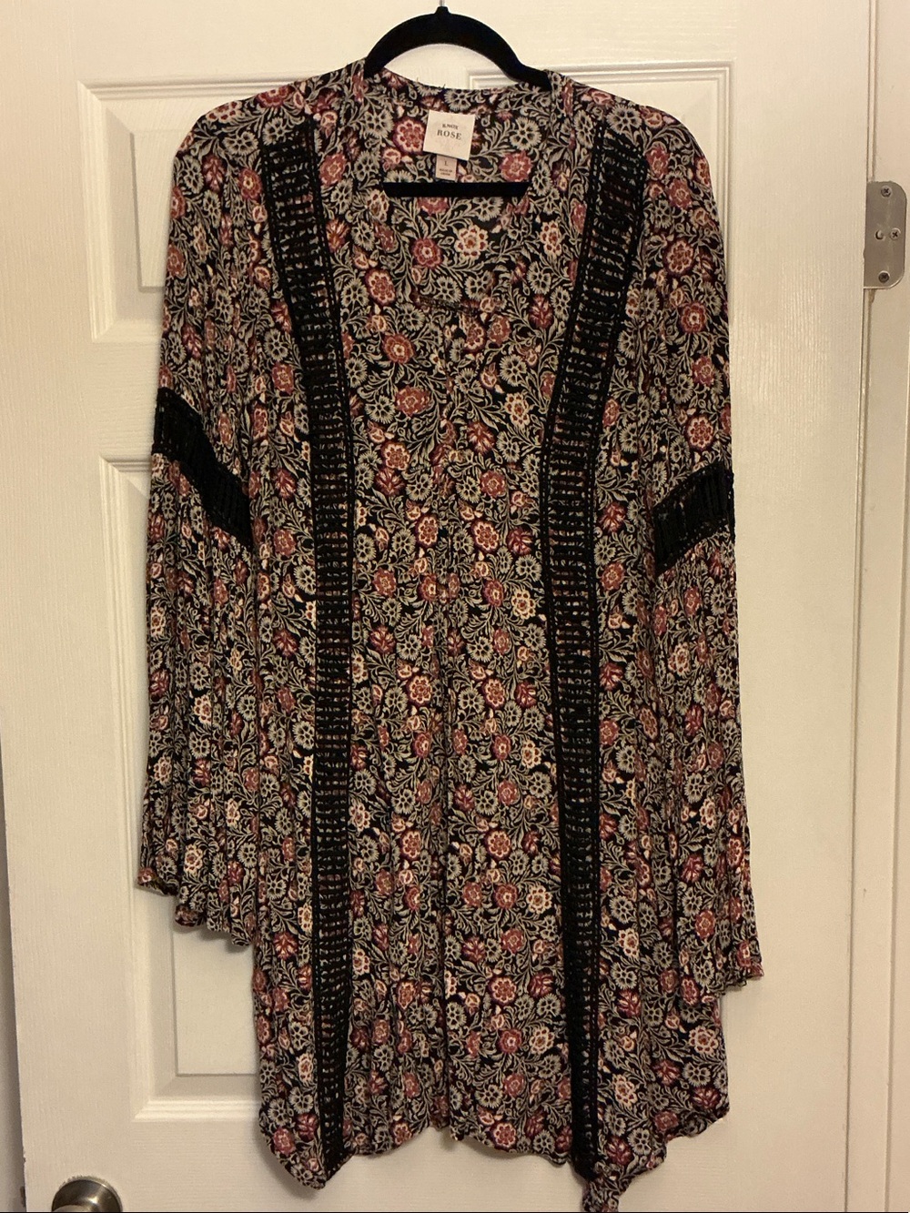 Floral Black Boho Mini Dress